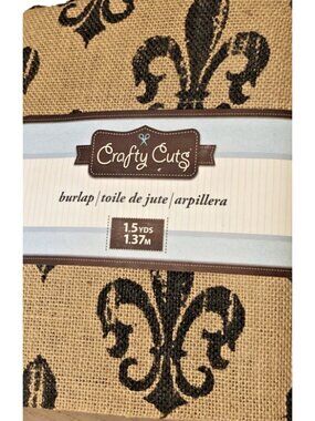 Crafty Cuts Burlap/Toile de Jute/Arpillera Fleur-De-Lis 100% Jute 1.5YDS NWT